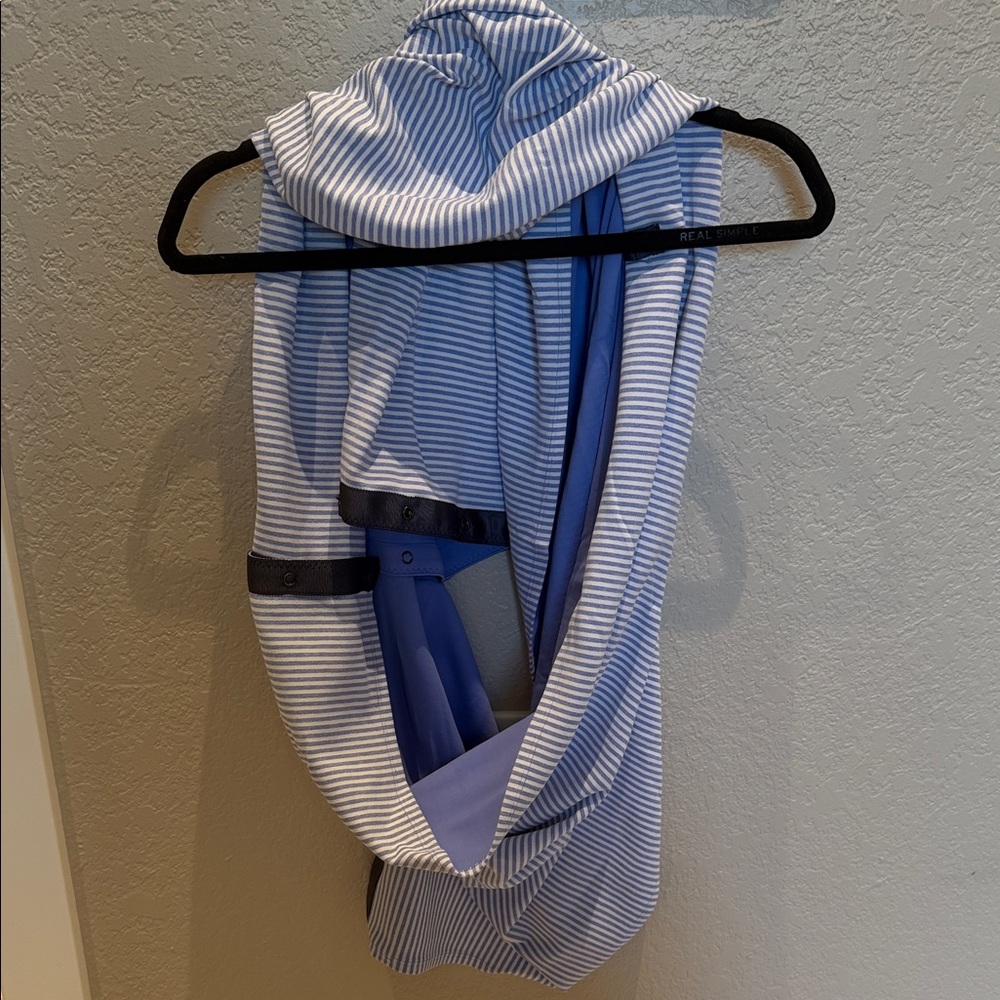 Blue and White Striped Scarf